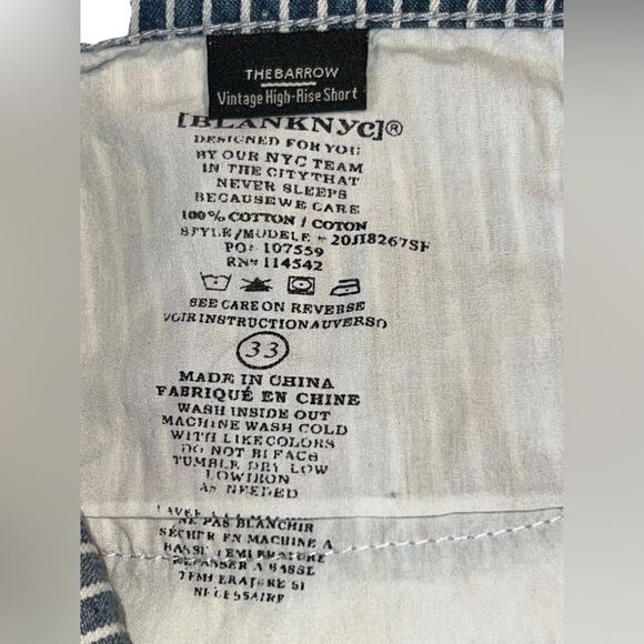 Blank NYC The Barrow Vintage High Rise Shorts Fray Hem Blue and White Preppy 33 - Picture 8 of 8